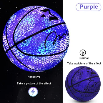 Отразяваща Светлината на Баскетболен Холографски Нажежен Баскетболна Топка Размер на 7 за Вътрешната Нощен Игри На Открито Light Up Basket Ball