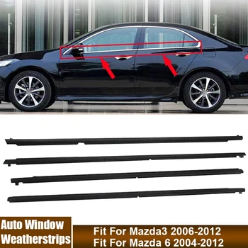 Автоаксесоари, 4 бр./компл., ново уплътнение на стъклото на вратата, прозореца на колата, водоустойчив оборудване запечатване на уплътнението, подходящ за Mazda 6 2004-2012/За Mazda3 2006-2012