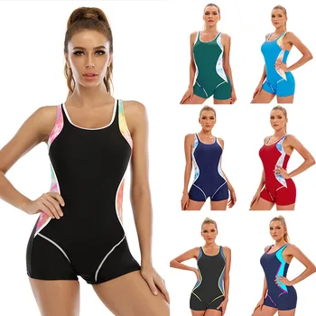 Нов модерен женски спортен едно парче бански, европейски и американски секси бански костюм с отворен гръб в консервативна стил, със заключване цвят, p05