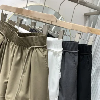 Летни дамски панталони за голф, корейската мода, реколта пола трапецовидна форма, с висока талия и завязками еластичен колан, панталон-карго за голф, къса пола