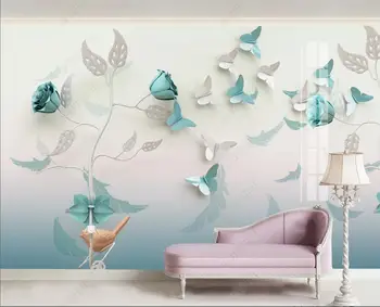 3d тапети по поръчка, стенни картини, луксозен красива пеперуда на цвете, домашен декор за хола, фотообои за стени, на рула