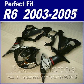 Горещи продажба на комплекти за YAMAHA R6 комплект обтекателей 2003 2004 2005 сив черен Идеални YZF R6 обтекатели 03 04 05