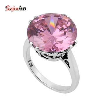 Szjinao Victoria Пънк Antiqued сватбени бижута от розов камък, бижута от кристал, сребърни бижута проба 925, годежен пръстен за коледен подарък