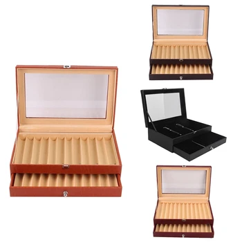 24 слота, дървена кутия за съхранение на химикалки, луксозни 2-слойный калъф от изкуствена кожа, органайзер за писалки-колекционер на бижута