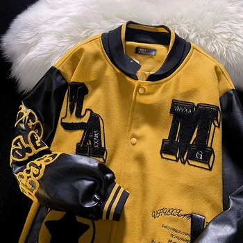 Американски букви, стекающаяся бродерия, висококачествени якета, палта, дамски бейзболна форма на Y2K в стил уличен хип-хоп, двойка ежедневните сака
