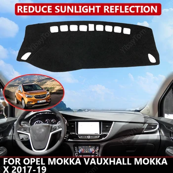 Килим Инструмент подложка за Opel Mokka Vauxhall Mokka X 2017-19 Кадифе на Кутията на таблото на Автомобил Черно блокира прах намалява нивото на шум аксесоари