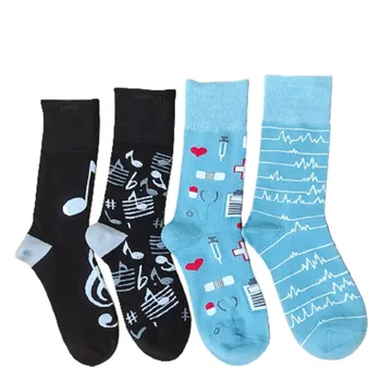 3 чифта/лот, мъжки чорапи, бизнес стил на Harajuku, ежедневни индивидуалност, удобен, модерен принт, бизнес подарък, хип-хоп, цветни чорапи