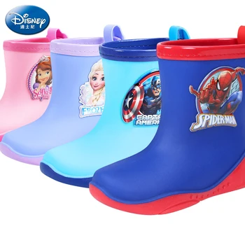 Детски непромокаеми ботуши Disney за момчета и момичета, нескользящие водни обувки със средна тръба, подвижни, запазването на топлина, еднослоен сезонни водни обувки, подаръци за деца