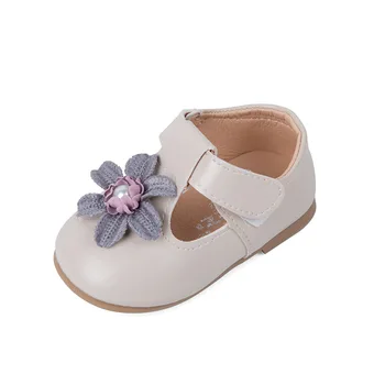 Кожени обувки за малки момичета, първите проходилки за бебета с цветя, скъпа обувки на принцеси за деца, кожени обувки за парти, сватба 15-25
