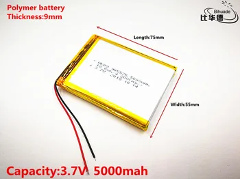 Добро качество на 3,7 В, 5000 mah 905575 Полимерна литиево-йонна батерия за таблети, GPS, mp3, mp4