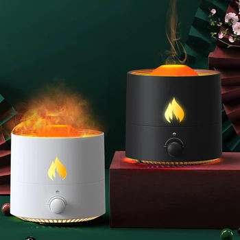 Овлажнител за въздух с имитация на пламък, ароматни дифузор етерично масло за домашно стая, авто USB Ултразвукова парфюм