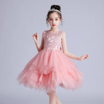 Бели и розови рокли за момичета в цветенце, детско булчинска къса рокля на шаферка, елегантни и луксозни празнични вечерни рокли, детски рожден ден