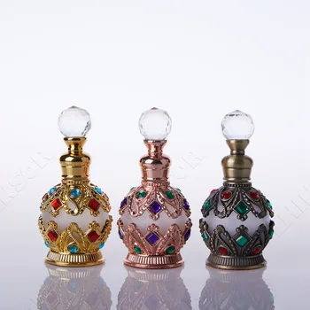 Добро качество, 15 мл, празна бутилка от сплав, стъклена бутилка за етерично масло арабските парфюми със стъклена пръчка за украса на ръкоделието, подарък