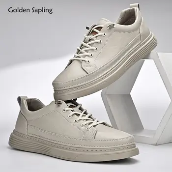 Мъжки ежедневни обувки от естествена кожа Golden Sapling, ново записване, мъжки обувки за почивка, удобни обувки за шофиране на равна подметка, обувките за скейтборд