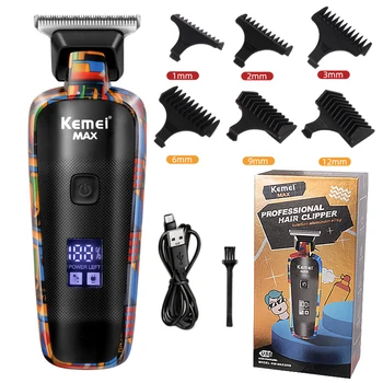 Мъжки машина за подстригване на коса Kemei, акумулаторна самобръсначка, тример за мъже, художествена професионална машина за подстригване на коса с графити KM-MAX5090