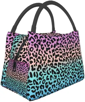 Висока цветни капацитет Леопард обяд чанта чанти за многократна употреба портативен водоустойчив сладък обяд чанти за момичета обяд кутии 