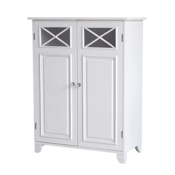 Дървени етаж шкаф Dawson с напречно формованием и 2 врати, бели мебели за съхранение на тоалетни в банята