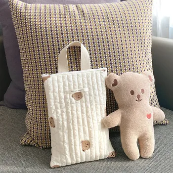 Сладък мечка, мини-стеганая чанта за майката, чанта за памперси, органайзер за детски неща, чанти, чанта за съхранение за майката, аксесоари за деца
