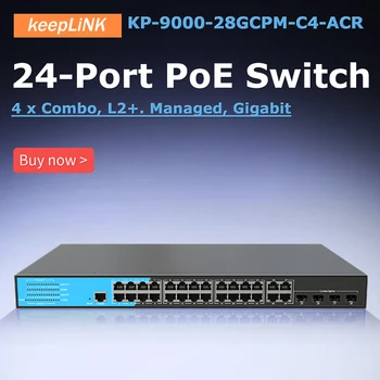 28-портов gigabit Ethernet, управляван от SOHO L2+ с 24-пристанищен ключ на PoE