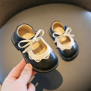 Нови обувки за момичета, детски обувки с мека подметка за деца от 1-3 години, детски обувки на принцесата, пролетно-есенна кожени обувки на тънки токчета