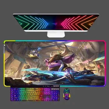 VI League of Legends RGB гумена подложка за мишка, маса, голям тенис на мат, компютърна клавиатура, слот аксесоари с led подсветка, килим, килимче за мишката