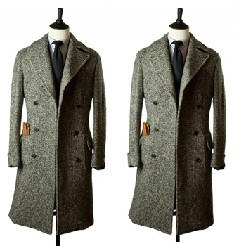 Зимата на топло твидовое мъжко палто, сшитое на поръчка двубортным сватба блейзером, сшитым по поръчка, само една подробност