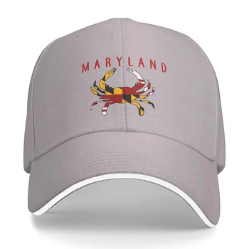 Бейзболна шапка с раци или флаг на щата Мериленд, унисекс, подходящ за мъже и жени, Регулируем шапка за татко, шапка за сандвич