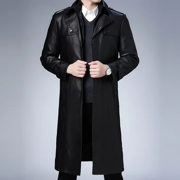Есенно-зимно мъжко кожено яке, ново кожено яке с ревера, мъжки ежедневни бизнес яке