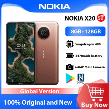 Смартфон Nokia X20 5G 8 GB 128 GB 6,67 инча, FHD + Дисплей Батерия 4470 ма Snapdragon 480 64 Mp Четырехъядерная Помещение 32 Mp Селфи 2 SIM-карти