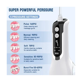 Иригатор за устната кухина USB акумулаторна батерия за преносим стоматологичен водоструйный 330 мл резервоар за вода-Водоустойчив-чисти зъби бяла