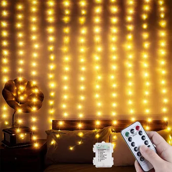 3 М 300 светодиода Led Светлинна Завеса Венец Страхотна Меден Проводник Icicle Light USB/Захранва От Батерии за Сватба, Коледа, Празник, Парти, Декор на Стаята