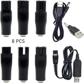 8 бр. захранващ кабел 5 В конектор dc сменное зарядно устройство USB-адаптер е подходящ за универсална електрически машинки за подстригване, самобръсначки, зарядно устройство глави