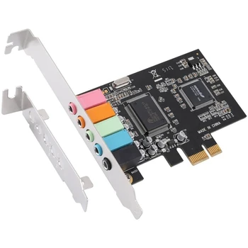 Звукова карта PCIe 5.1, карта на съраунд звук PCI Express 3D Стерео аудио с висока производителност на звука, Звуковата карта от PC CMI8738 чип