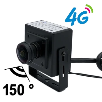 5MP 1080P SIM 4G Мини-Камера, 4G ПР Kamera Малка Широка 1,8 мм Камера за Сигурност Onvif P2P Видеонаблюдение Camhi за Малки Помещения, Без Мрежа