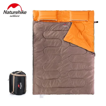 NatureHike SD15M030-J плик памук двойна спален чувал за 2 лица за разходки с 2 възглавнички