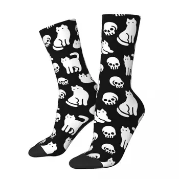 Забавен луд чорап за мъже, котки, хип-хоп, харадзюку, череп, честит модел, с принтом, чорапи за момчета, ново, подарък