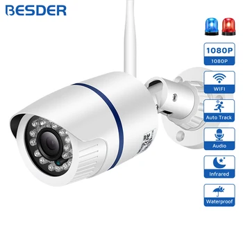 BESDER 1080 P IP Камера, Wi Fi Xmeye P2P Аудио детекция на Движение Камера за Сигурност С SD Карта Дистанционно Гледане Куршум Открит iCSee IPC