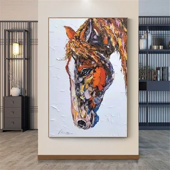 Ръчно рисувани с маслени бои Животни Европейската кон върху Платно Картина на Куадрос Стенно Изкуство за офиса и дома Декор Хол Рисувани Стенни