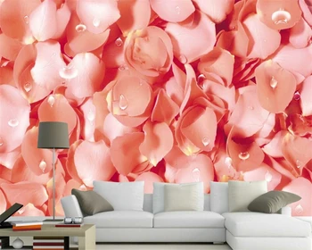 Фотообои Beibehang, на фона на розови венчелистчета от рози, съвременната европейска художествена картина, хол, дома, цветя, 3D тапети