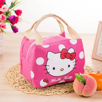 Изолационни чанта Hello Kitty, модни чанти за обяд от плат Оксфорд, дамски водоустойчив улични термосумки, чанта за пикник