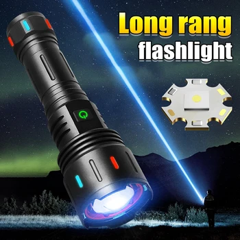 Ултра мощен led фенерче 1800 м, тактически фенер, USB акумулаторна на светкавицата, лампа за къмпинг XHP360, мащабиране, водоустойчив ръчна лампа
