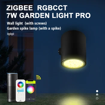 GLEDOPTO Zigbee3.0 RGBCCT Градински Лампа с шипове, умен 7 W, Led, с монтиран на стената Лампа, определяне на Юмрук, IP66, Водоустойчив, Косене на трева, Двор, Парти