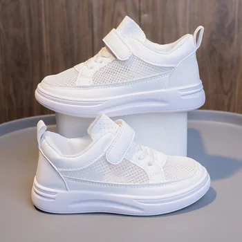 Детска бяла обувки за сезон пролет-лято, нова спортни обувки са с дишаща мрежа за момчета, модни и ежедневни обувки за момичета, тенис zapatillas