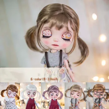 Куклен перука BJD, подходящ за размера на Blythe, двойна плитка, имитация на мохера, аксесоари за стайлинг на коса на куклата