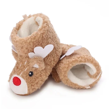 Есенно-зимни обувки за бебета момичета и момчета, зимните обувки с помпоном, сладки животни, топло памучен обувки за бебета, нова мода обувки
