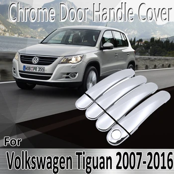 За Volkswagen VW Tiguan 2007 ~ 2015 2008 2009 2010 2011 2012 Стикери за Украса Хромирана Врата копчето на Кутията Ремонт на Автомобилни Аксесоари