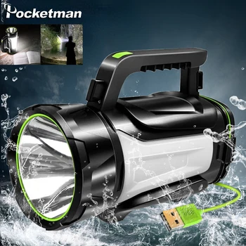 Led фенерче с висока мощност, мощен USB акумулаторна прожектор, прожекторная лампа, водоустойчив риболовен фенер, вградена батерия