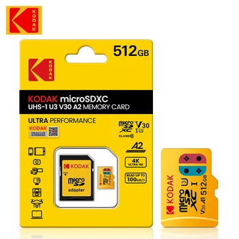 Kodak Micro SD Card V30 512GB 256GB 128GB SDXC Флаш Карта памет от Клас 10, U3 4K cartao de Memoria За преносима игрова конзола, КОМПЮТЪР