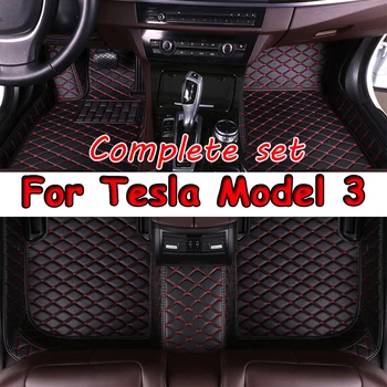 Автомобилни постелки за Tesla, модел 3 2019 2020 2021 Потребителски автоматично накладки за краката, автомобилни килими, аксесоари за интериора