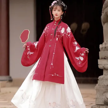 Хелоуин Китайски Стил Червен Hanfu Костюми за Cosplay Рокли за Жени Сценична Облекло Халат за Народни Танци Hanfu Рокля